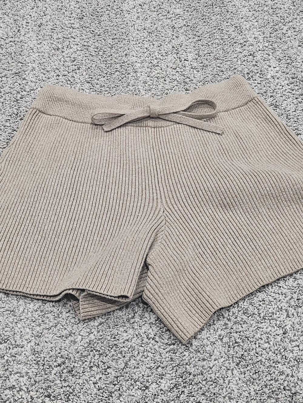 Abercrombie & Fitch Ribbed Knit Drawstring Shorts - Taupe